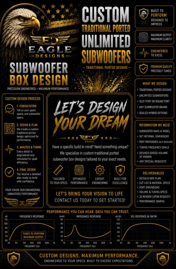 Custom Subwoofer Box Enclosure unlimited amount of subwoofers Design only