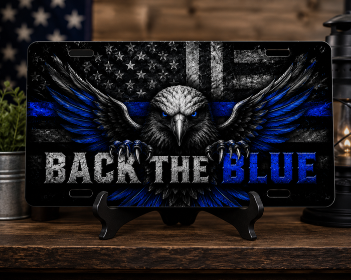 Back the blue “ eagle edition” motorcycle vanity plate
